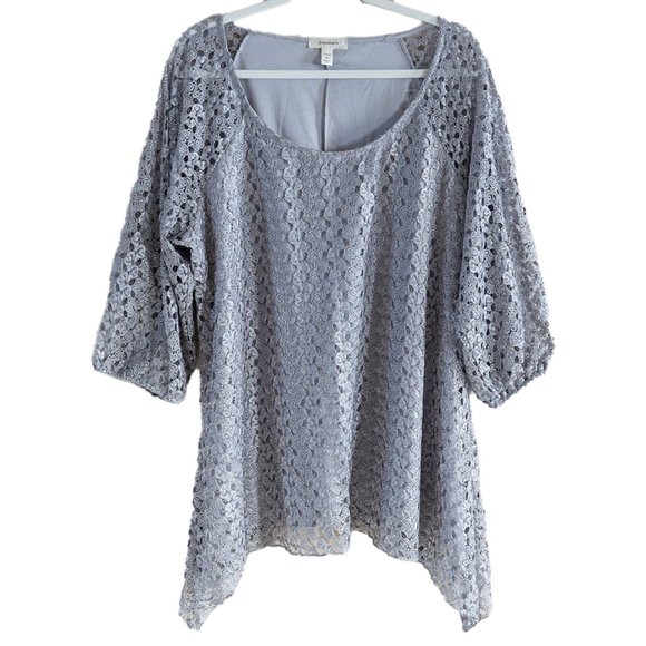Dress Barn Women's 2X Grey Short Sleeve Blouse - Picture 1 of 5